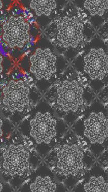 Gri renklerde bahar çiçekleri. Raster illüstrasyonu. Çiçek ve yapraklı karalama şeklinde Raster çiçek deseni.