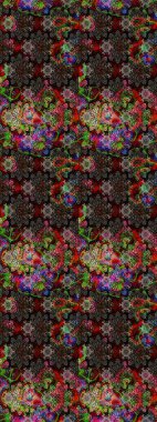 Klasik çiçek tasarımı elementleri. Raster illüstrasyonu. Siyah kıvırcık çiçekler siyah renklerde şekillenir.