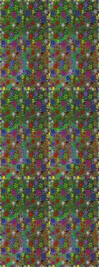 Çiçeklerle suluboya desenli çiçek deseni. Yeşil ve kahverengi renkli Asya tekstili. Raster illüstrasyonu.