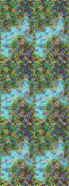 Raster illüstrasyonu. Çiçekli, pürüzsüz bir desen. Yumuşak, yeşil renkli bahar çiçekleri. Raster çiçekleri klasik tarzda resmedilir..