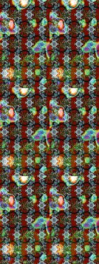 Desen, çizim, çiçek sınırı. Çiçek çelengi. Güzel, parlak, pürüzsüz kumaş, tuval. Kıvırcık, parlak örgü. Eski moda arka plan. Raster illüstrasyonu.