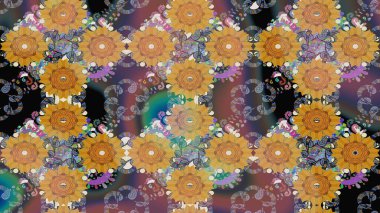 Kahverengi renkli çiçek desenli eskiz, el yapımı papatyalar, papatyalar. Tekrar eden çiçek arkaplanı, zarif kahverengi çiçek duvar kağıdı..