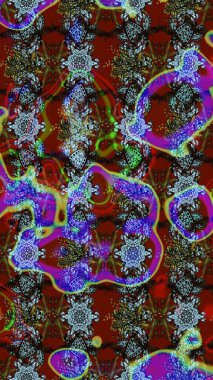 Raster illüstrasyonu. Kahverengi renkli güzel bir tekstil. Suluboya çiçekli çiçek deseni.