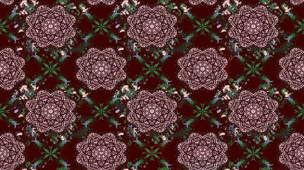 Raster deseni. Küçük çiçekteki sevimli çiçek deseni. Kahverengi renkte yaz çiçekleri. Raster illüstrasyonu.