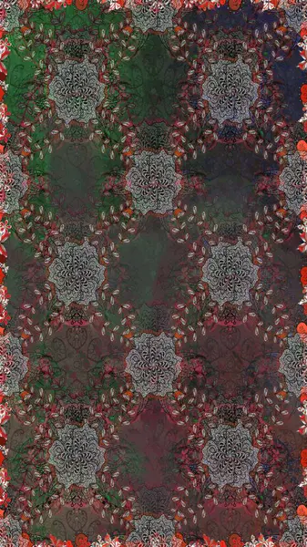 Gri ve kahverengi renkli güzel bir tekstil. Raster illüstrasyonu. Çiçeklerle suluboya desenleri.