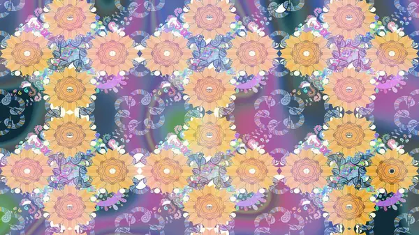 Raster illüstrasyonu. Şatafatlı bahar bahçesi dokusu. Çiçek deseni. Çiçek çizimi arkaplanı.