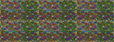 Çiçeklerle suluboya desenli çiçek deseni. Yeşil ve kahverengi renkli Asya tekstili. Raster illüstrasyonu.