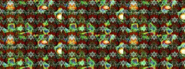 Çiçek desenli çizim. Raster illüstrasyonu. Asya tekstil tarzında. Yeşil renkli çiçekler. Raster illüstrasyonu.