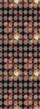 Düz Çiçek Elementleri Tasarım Raster illüstrasyonu. Siyah renkli çiçekler. Renkli Bahar temalı eskiz kalıbı. Çiçekli çiçek deseni, suluboya..