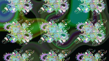 Düz Çiçek Elementleri Tasarımı. Çiçek deseni. Renkli Bahar Teması eskiz kalıbı. Chichi 'nin kumaş kalıbını çiz. Raster illüstrasyonu.