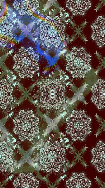 Çiçek desenli eskiz. Gömlek baskısı için çiçek boyası. Kahverengi renkte çiçekler.