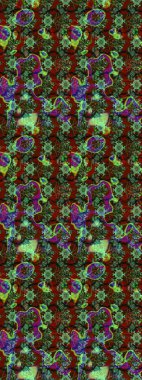 Suluboya çizimi. El çizimi. Çiçekli eskiz deseni. Yeşil renkte çiçekler.