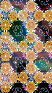 Raster Güzel kumaş deseni. Raster suluboya deseni, narin çiçekler, bej çiçekler, tebrik kartı şablonu..