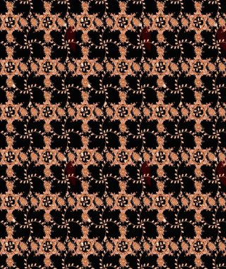 Soyut çiçek desensiz arkaplan. Raster illüstrasyonu. Küçük çiçekteki sevimli çiçek deseni. Siyah ve bej renklerde. Raster deseni.