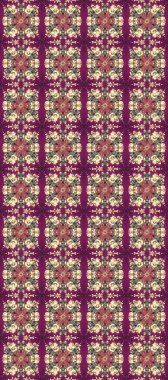 Golden outline floral decor. Line art seamless border for design template. Raster illustration for invitations, cards, web page. Golden element on purple, brown and beige colors. Eastern style element