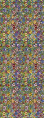 Düz Çiçek Elementleri Tasarımı. Raster illüstrasyonu. Güzel kumaş deseni. Asya tekstil tarzında. Renkli Bahar Temalı Kusursuz Arkaplan. Kusursuz çiçek deseni.