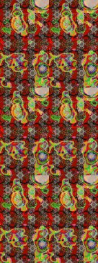 3D çiçekler, eskiz. Raster illüstrasyonu. Kırmızı renklerde.