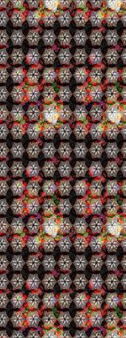 Düz Çiçek Elementleri Tasarım Raster illüstrasyonu. Siyah renkli çiçekler. Renkli Bahar temalı eskiz kalıbı. Çiçekli çiçek deseni, suluboya..