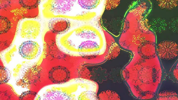 Çiçek desenli çizim. Asya tekstil tarzında. Raster illüstrasyonu. Pembe renkli çiçekler. Raster illüstrasyonu.