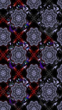 Küçük çiçekli yay deseni çiz. Raster illüstrasyonu. Suluboya tarzında siyah renkler üzerine.