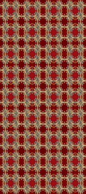 Kırmızı, kahverengi ve bej renklerde altın desenli altın çiçekli elementler. Senin tasarımın için, duvar kağıdı. Altın rengi, kusursuz çizim. Raster geometrik arkaplanı.