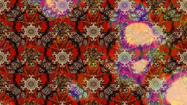 Suluboya çiçekli çiçek deseni. Raster illüstrasyonu. Kahverengi renkli güzel tekstil.