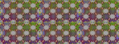 Renkli Bahar Temalı Kusursuz Arkaplan. Raster illüstrasyonu. Düz Çiçek Elementleri Tasarımı. Çiçekli, suluboya desenli kusursuz çiçek deseni. Gri renkli çiçekler.