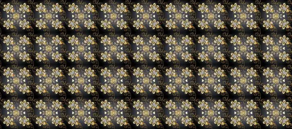 Altın elementlerle bej, kahverengi ve gri renklerde altın desen. Raster oryantal süs. Kusursuz altın desen.