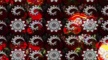 Renkli unsurlarla hareketli arka plan görüntüleri. Çiçekler. Eski model. Bayrak tarzı. Video kaydı. Şablon. Döngü. Kusursuz.. 