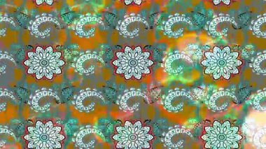 Renkli unsurlarla hareketli arka plan görüntüleri. Çiçekler. Eski model. Bayrak tarzı. Video kaydı. Şablon. Döngü. Kusursuz.. 