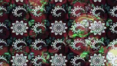 Renkli unsurlarla hareketli arka plan görüntüleri. Çiçekler. Eski model. Bayrak tarzı. Video kaydı. Şablon. Döngü. Kusursuz.. 