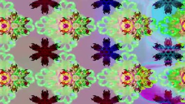 Renkli unsurlarla hareketli arka plan görüntüleri. Çiçekler. Eski model. Bayrak tarzı. Video kaydı. Şablon. Döngü. Kusursuz.. 