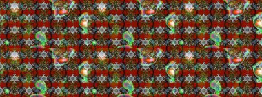 Raster Floral Illustration, Asyalı tekstil. Kahverengi renkli etnik çiçeklerle zarif bir eskiz deseni..