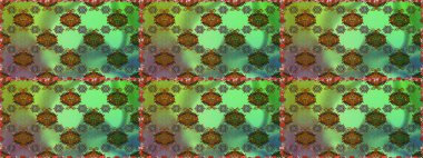 Yeşil ve kahverengi renkli çiçekler. Sevimli çiçek raster deseni. Düz Çiçek Elementleri Tasarımı. Kusursuz Renksiz Bahar Teması Kusursuz Arkaplan.