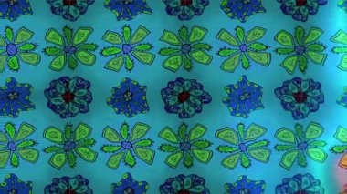 Renkli unsurlarla hareketli arka plan görüntüleri. Çiçekler. Eski model. Bayrak tarzı. Video kaydı. Şablon. Döngü. Kusursuz.. 