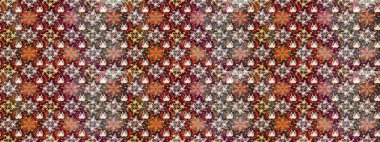 Kahverengi renklerde bahar çiçekleri. Raster illüstrasyonu. Çiçek ve yapraklı karalama şeklinde Raster çiçek deseni.