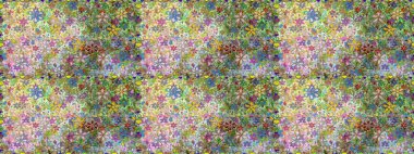 Raster dikişsiz çiçek deseni. Vadinin çiçekleri tarafsız ve yeşil renklerde.