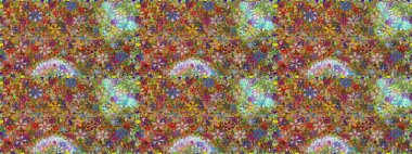 Varicolobrown ve yeşil raster pürüzsüz illüstrasyon. Birçok kahverengi ve yeşil soyut çiçekli tropik, pürüzsüz desen. Küçük çiçekte sevimli çiçek deseni var..