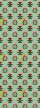 Raster çiçek desenli çiçek deseni, yapraklar, dekoratif elementler, sıçrama, lekeler, el çizimi kontur çizgileri ve Doodle çizim stili, grafik raster çizim çizimi.