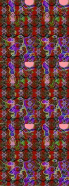 Renkli Yaz Temalı eskiz kalıbı. Kırmızı renkte çiçekler. Raster illüstrasyonundaki çiçek desenli çizim. Düz Çiçek Elementleri Tasarımı.