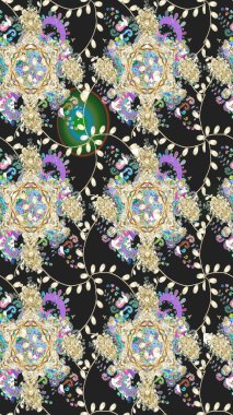 Sevimli küçük çiçek desenle. Raster resim. Çiçek desenli çiçek ve yaprakları ile.