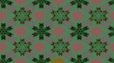 Yeşil renkli çiçekler. El çizimi çiçekli soyut çizim kalıbı. Raster illüstrasyonu.