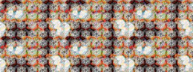 Raster illüstrasyonu. Tarafsız renklere karalamalar çizilmiş çiçek deseni.