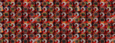 Raster düz çiçek çizim deseni. Hediye ambalaj kağıdı, tebrik kartları, posterler ve pankart tasarımı. Siyah renkte çiçekler.