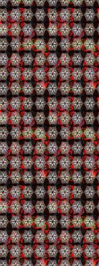 Siyah renkli bitkilerden oluşan parlak çiçekli çizim deseni.