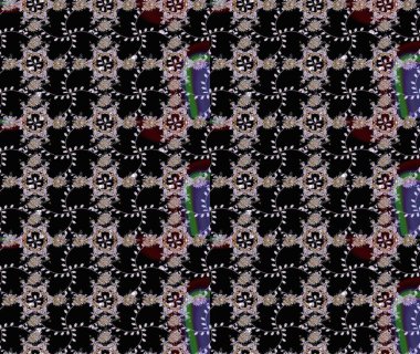 Renkli Bahar Teması eskiz kalıbı. Siyah renkli çiçekler. Çiçekli çizim şekli. Düz Çiçek Elementleri Tasarımı.