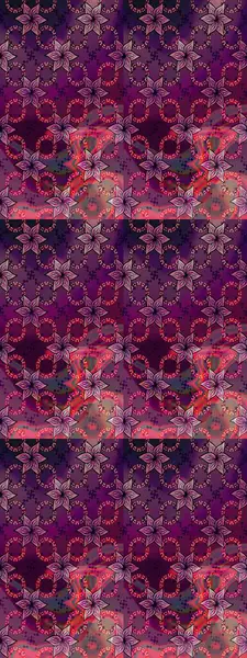 Raster illüstrasyonu. Çiçek desenli çizim. Mor renkli Asya tekstili.