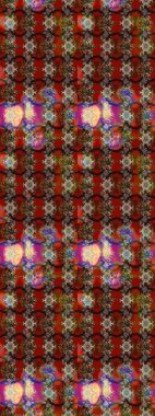 Çiçek buketleriyle klasik bir eskiz şekli. Raster illüstrasyonu. Kahverengi renklerde.