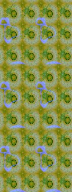 Raster Floral Illustration, Asyalı tekstil. Yeşil renkli etnik çiçeklerle zarif eskiz deseni.