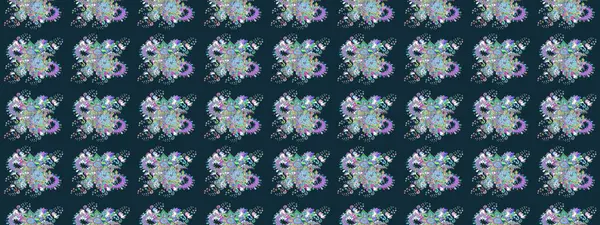 Hediye ambalaj kağıdı, tebrik kartları, posterler ve pankart tasarımı. Raster düz çiçek çizim deseni. Mavi renkte çiçekler.